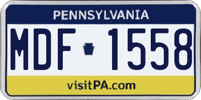 PA license plate MDF1558