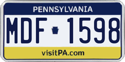 PA license plate MDF1598