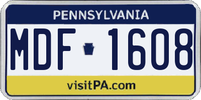 PA license plate MDF1608