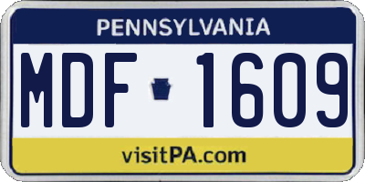 PA license plate MDF1609