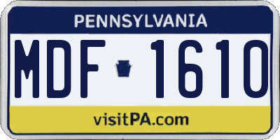 PA license plate MDF1610