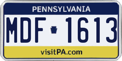 PA license plate MDF1613