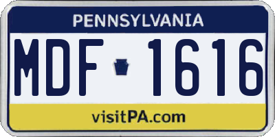 PA license plate MDF1616