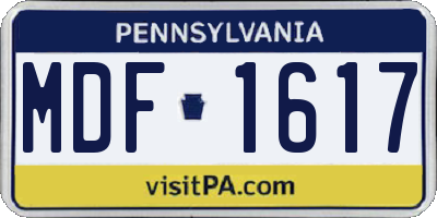 PA license plate MDF1617