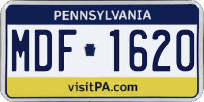PA license plate MDF1620