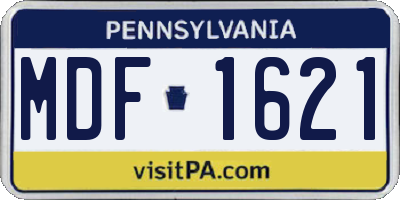 PA license plate MDF1621