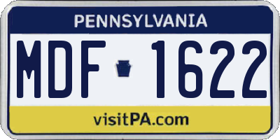 PA license plate MDF1622
