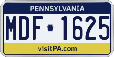 PA license plate MDF1625