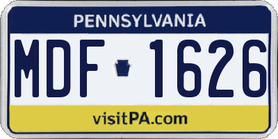 PA license plate MDF1626