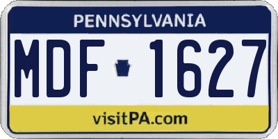 PA license plate MDF1627