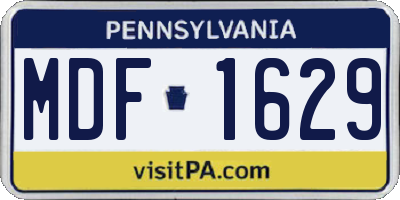 PA license plate MDF1629