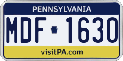 PA license plate MDF1630