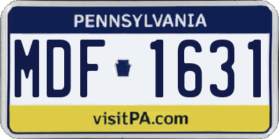 PA license plate MDF1631