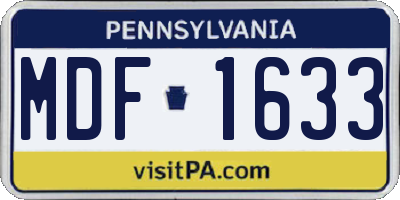 PA license plate MDF1633