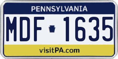 PA license plate MDF1635