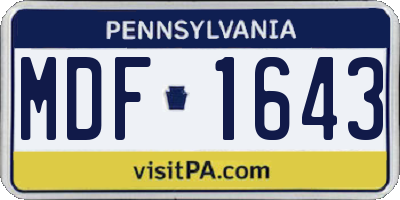 PA license plate MDF1643