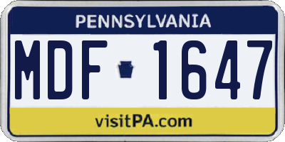 PA license plate MDF1647