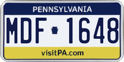 PA license plate MDF1648