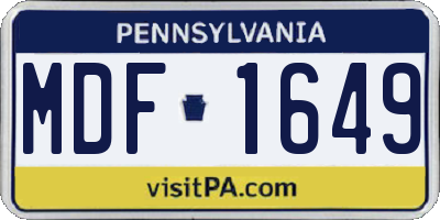 PA license plate MDF1649