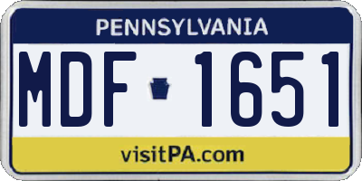 PA license plate MDF1651