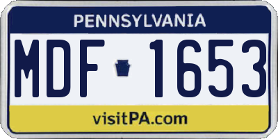 PA license plate MDF1653