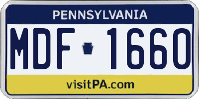 PA license plate MDF1660