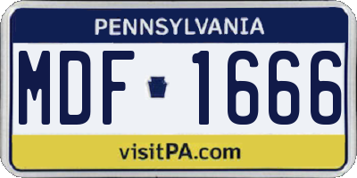 PA license plate MDF1666