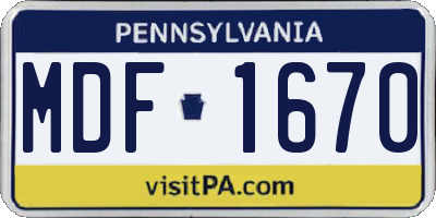 PA license plate MDF1670