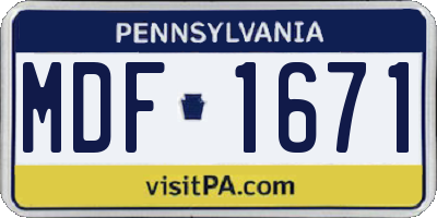 PA license plate MDF1671