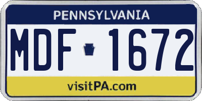 PA license plate MDF1672