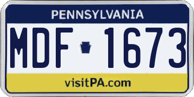 PA license plate MDF1673