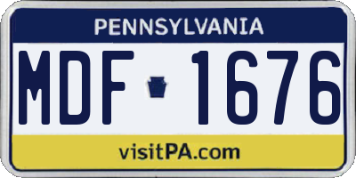 PA license plate MDF1676
