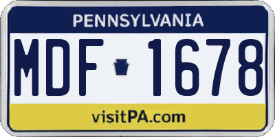 PA license plate MDF1678