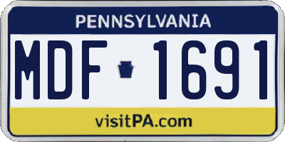 PA license plate MDF1691