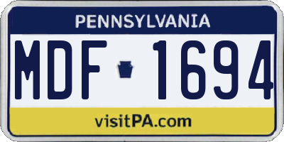 PA license plate MDF1694