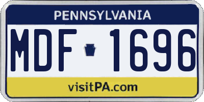 PA license plate MDF1696