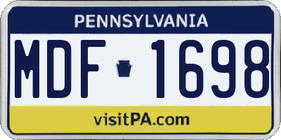 PA license plate MDF1698