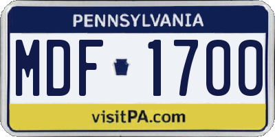 PA license plate MDF1700