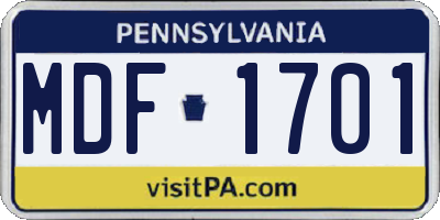 PA license plate MDF1701