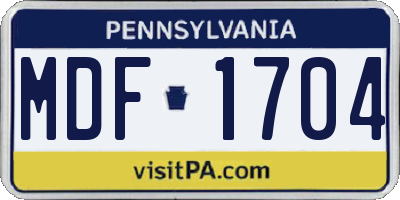 PA license plate MDF1704