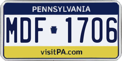 PA license plate MDF1706