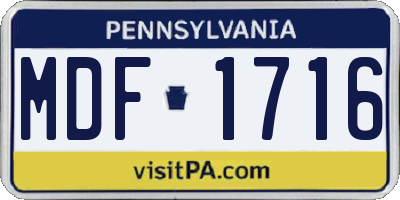 PA license plate MDF1716