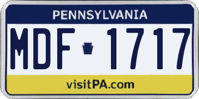 PA license plate MDF1717