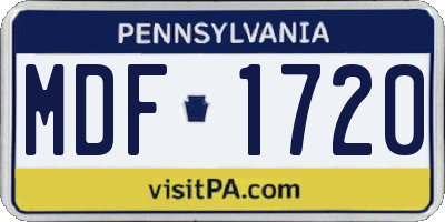 PA license plate MDF1720