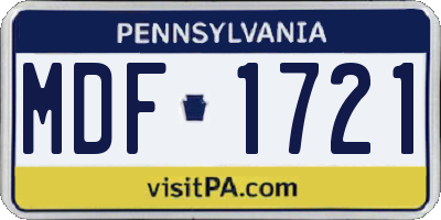 PA license plate MDF1721