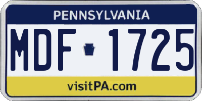 PA license plate MDF1725
