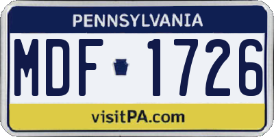 PA license plate MDF1726