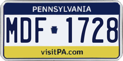 PA license plate MDF1728