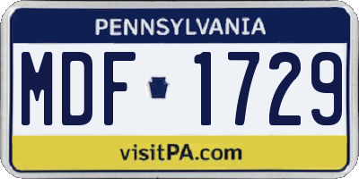 PA license plate MDF1729