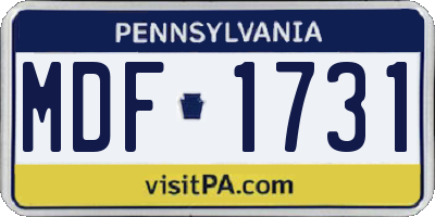 PA license plate MDF1731